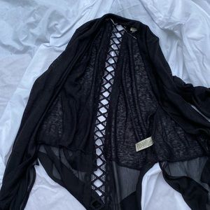 Black lightweight cardigan. Lace down the back.